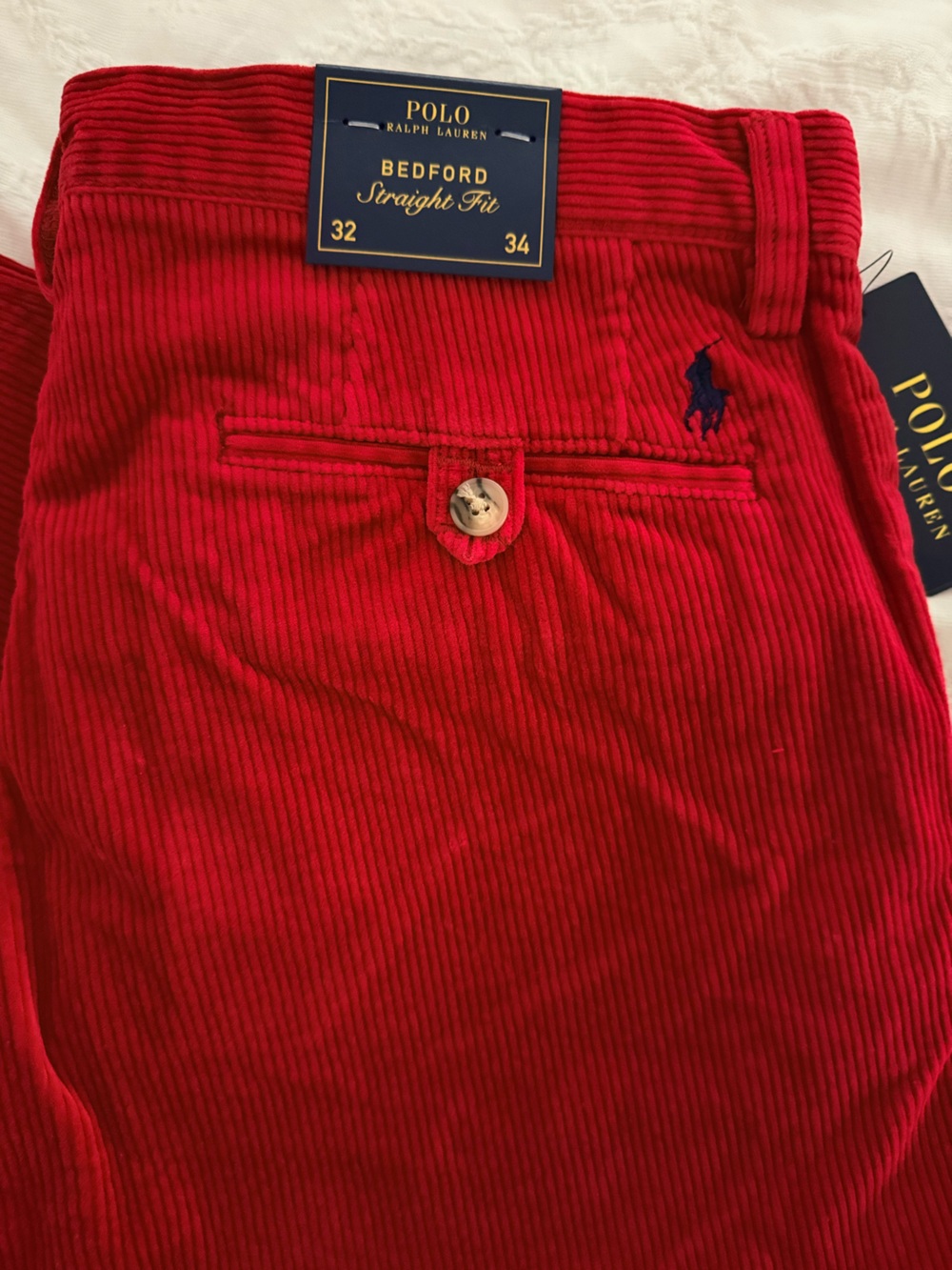 Polo by Ralph Lauren Red Corduroy Men’s Bedford Straight Fit Pants 32x34